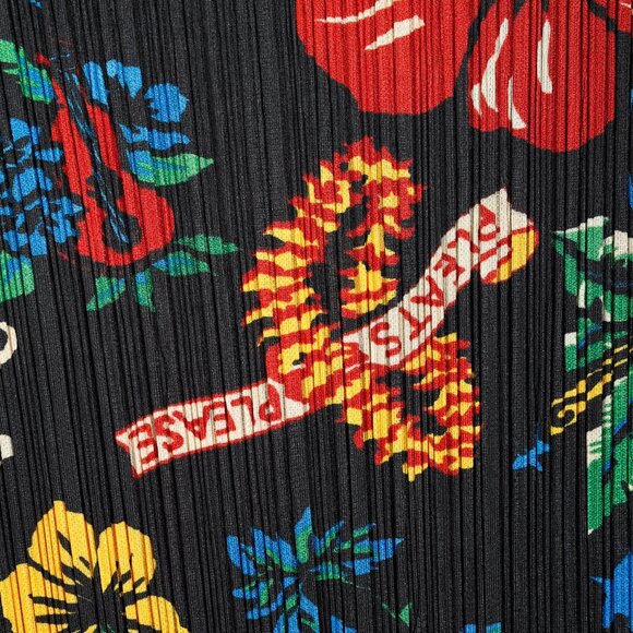 Pleats Please Issey Miyake Hawaii Motif Fringe-Hem Sleeveless Dress, Size XL - Picture 5 of 9